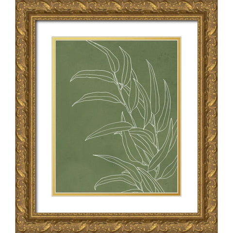 Eucalyptus II on Green Gold Ornate Wood Framed Art Print with Double Matting by Panganiban, Karyn