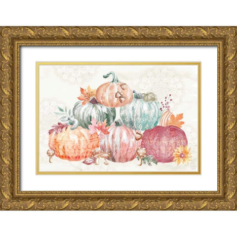 Harvest Touch IV Gold Ornate Wood Framed Art Print with Double Matting by June, Dina
