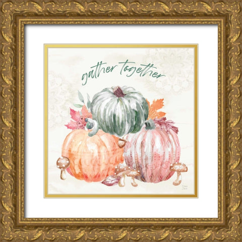 Harvest Touch V Gold Ornate Wood Framed Art Print with Double Matting by June, Dina