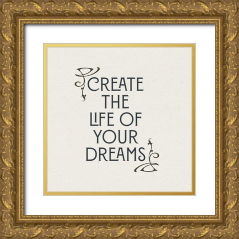 Nouveau Words I Gold Ornate Wood Framed Art Print with Double Matting by Wild Apple Portfolio