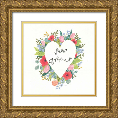 Love Notes III Gold Ornate Wood Framed Art Print with Double Matting by Jackson, Jenaya