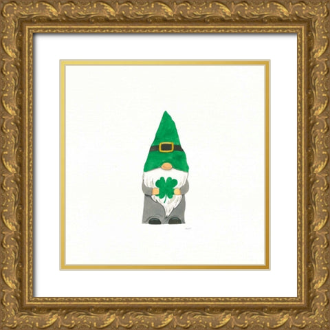St Patricks Day Gnomes II Gold Ornate Wood Framed Art Print with Double Matting by Jackson, Jenaya