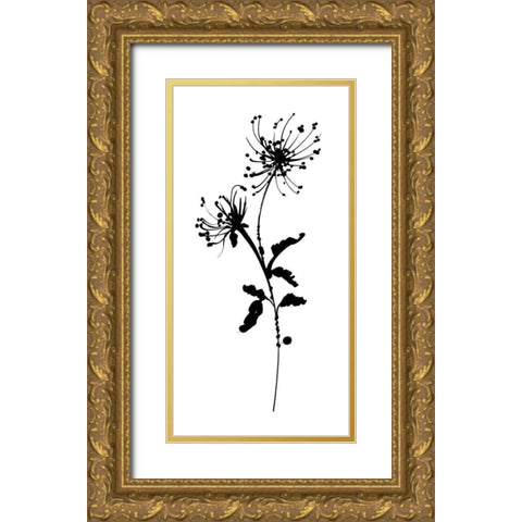 Silhouette Floral IV Gold Ornate Wood Framed Art Print with Double Matting by Wild Apple Portfolio