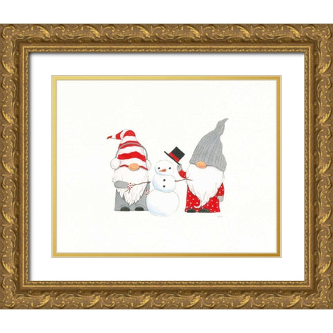 Winter Gnomes II Gold Ornate Wood Framed Art Print with Double Matting by Jackson, Jenaya