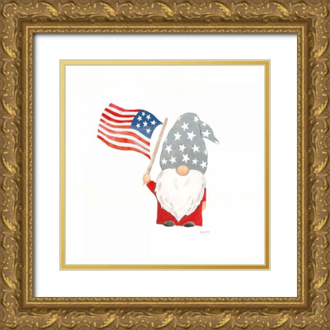 Patriotic Gnomes II Gold Ornate Wood Framed Art Print with Double Matting by Jackson, Jenaya