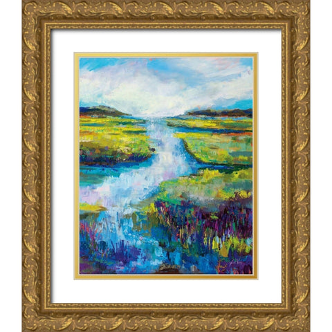 Barn Island View Gold Ornate Wood Framed Art Print with Double Matting by Vertentes, Jeanette