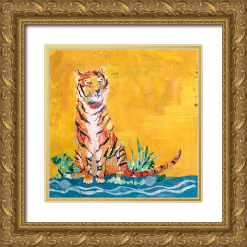 Tiger Gold Ornate Wood Framed Art Print with Double Matting by Day, Kellie