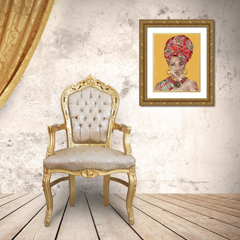 African Flair IV Earthy Gold Ornate Wood Framed Art Print with Double Matting by Tavoletti, Anne