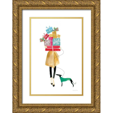 Holiday Mood II Gold Ornate Wood Framed Art Print with Double Matting by Charro, Mercedes Lopez