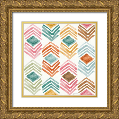 Girlfriends Pattern III Gold Ornate Wood Framed Art Print with Double Matting by Tavoletti, Anne