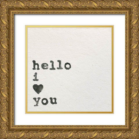 Hello I Love You Gold Ornate Wood Framed Art Print with Double Matting by Wild Apple Portfolio