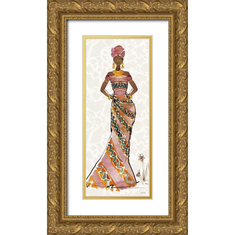 African Flair X No Vase Gold Ornate Wood Framed Art Print with Double Matting by Tavoletti, Anne