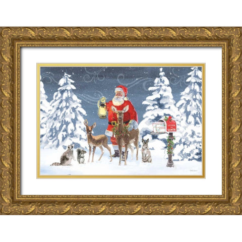 Santas List I Gold Ornate Wood Framed Art Print with Double Matting by Grove, Beth