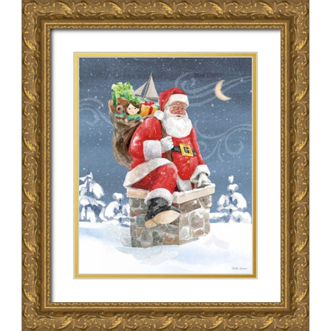 Santas List II Gold Ornate Wood Framed Art Print with Double Matting by Grove, Beth