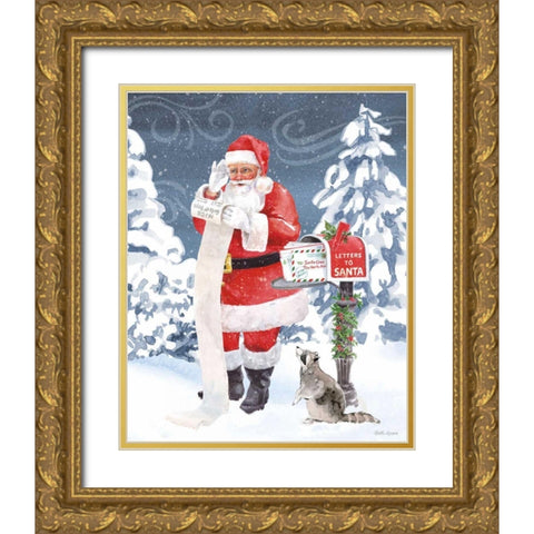 Santas List III Gold Ornate Wood Framed Art Print with Double Matting by Grove, Beth