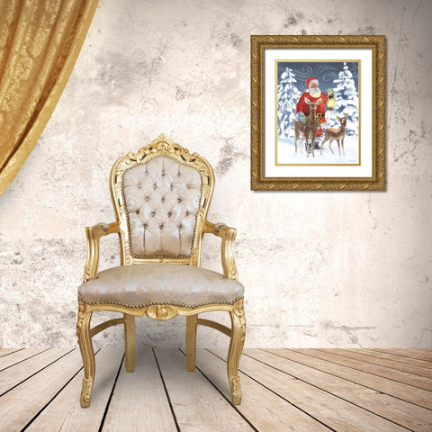 Santas List IV Gold Ornate Wood Framed Art Print with Double Matting by Grove, Beth