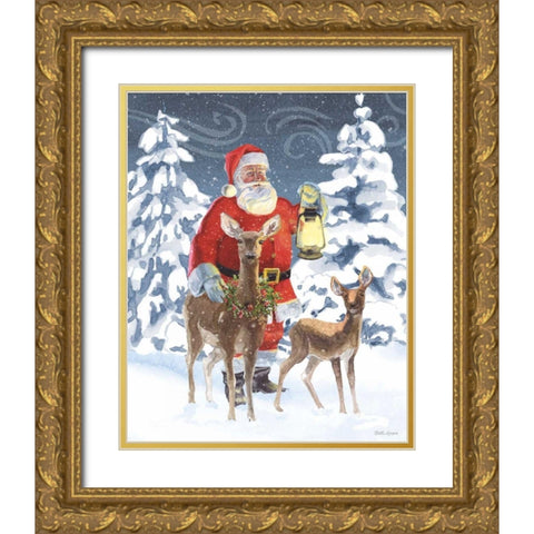 Santas List IV Gold Ornate Wood Framed Art Print with Double Matting by Grove, Beth