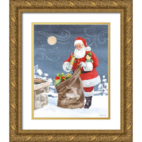 Santas List V Gold Ornate Wood Framed Art Print with Double Matting by Grove, Beth