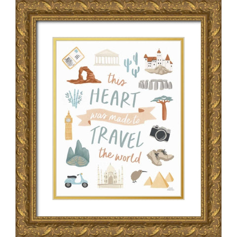 Around the World IV Gold Ornate Wood Framed Art Print with Double Matting by Marshall, Laura