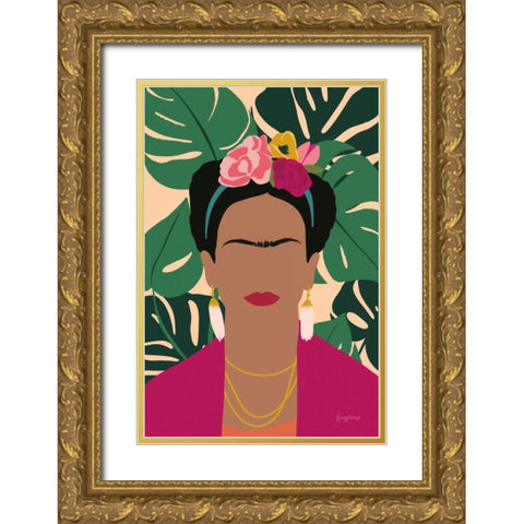 Frida Kahlo I Palms No Distress Gold Ornate Wood Framed Art Print with Double Matting by Thorns, Becky