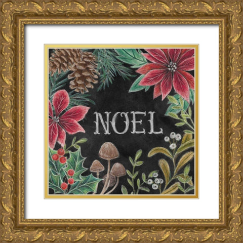Christmas Chalk I Gold Ornate Wood Framed Art Print with Double Matting by Urban, Mary