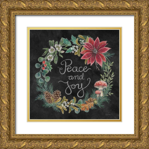 Christmas Chalk IV Gold Ornate Wood Framed Art Print with Double Matting by Urban, Mary