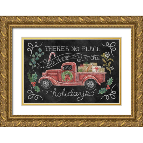 Christmas Chalk VI Gold Ornate Wood Framed Art Print with Double Matting by Urban, Mary
