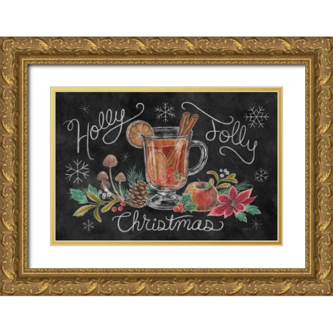 Christmas Chalk VII Gold Ornate Wood Framed Art Print with Double Matting by Urban, Mary