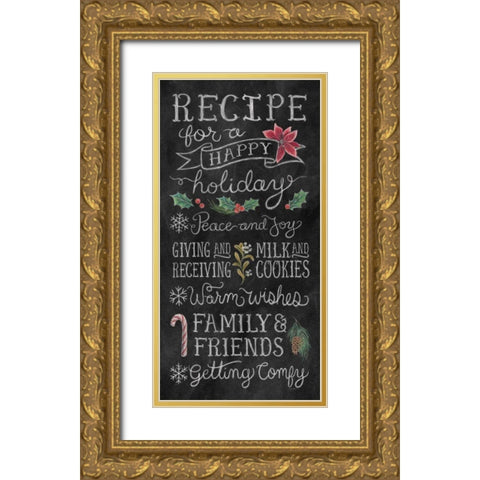 Christmas Chalk IX Gold Ornate Wood Framed Art Print with Double Matting by Urban, Mary