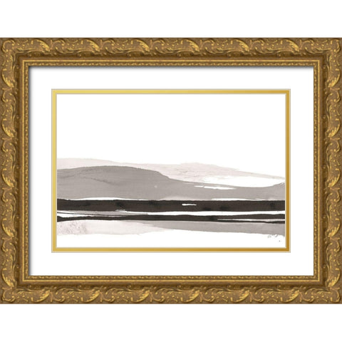 Marbled Gray I Gold Ornate Wood Framed Art Print with Double Matting by Paschke, Chris