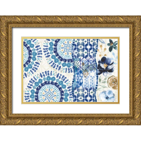 Indigo Splash VI Gold Ornate Wood Framed Art Print with Double Matting by June, Dina
