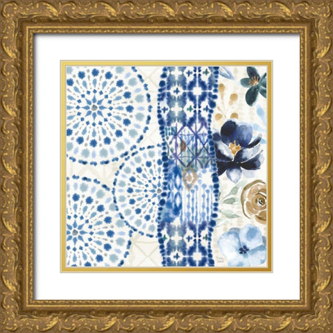 Indigo Splash VIII Gold Ornate Wood Framed Art Print with Double Matting by June, Dina