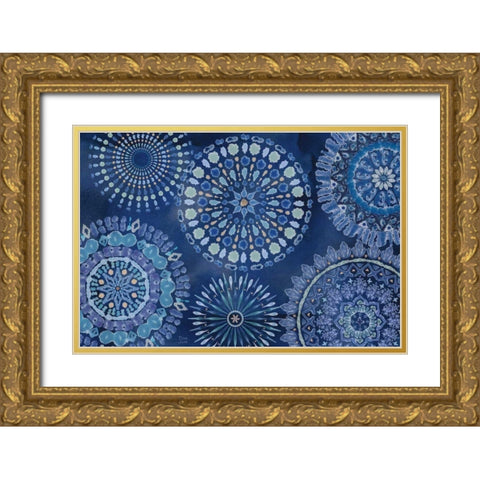Indigo Splash XI Gold Ornate Wood Framed Art Print with Double Matting by June, Dina