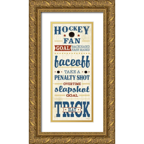 Sports Lovers V Red Gold Ornate Wood Framed Art Print with Double Matting by Pela Studio