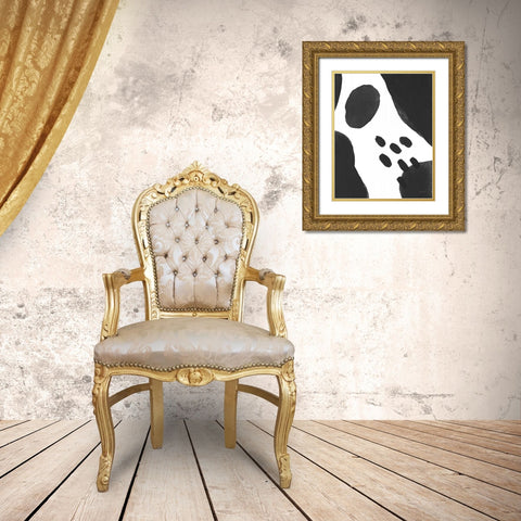 Abstract Tidepool II Black Gold Ornate Wood Framed Art Print with Double Matting by Nai, Danhui