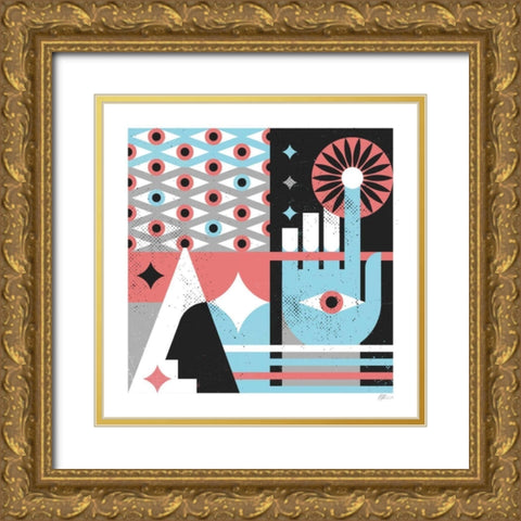 Abstract Hand Gold Ornate Wood Framed Art Print with Double Matting by Paterson, Robert John