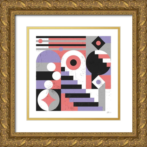 Abstract Stairs Gold Ornate Wood Framed Art Print with Double Matting by Paterson, Robert John