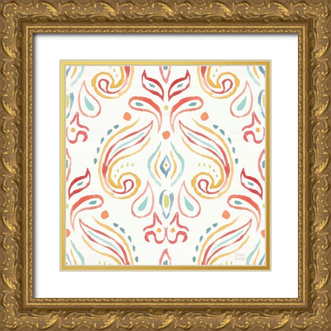 Winged Whisper Pattern IIIA Gold Ornate Wood Framed Art Print with Double Matting by June, Dina