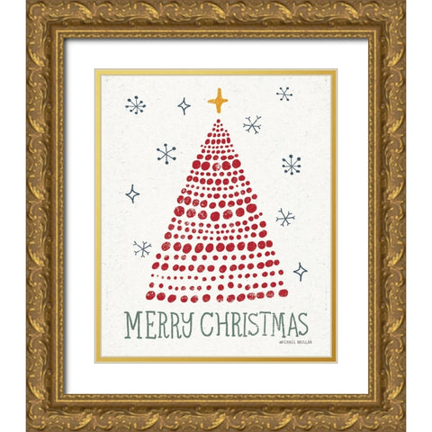 Merry Christmas Crop Gold Ornate Wood Framed Art Print with Double Matting by Mullan, Michael
