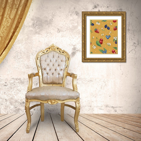 Berry Breeze Pattern IC Gold Ornate Wood Framed Art Print with Double Matting by Penner, Janelle