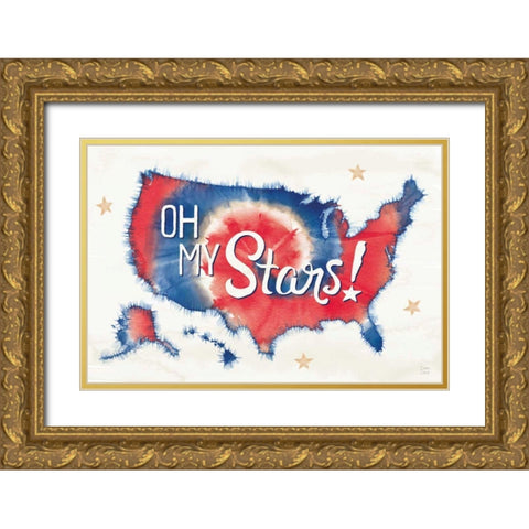 Oh My Stars I Gold Ornate Wood Framed Art Print with Double Matting by June, Dina