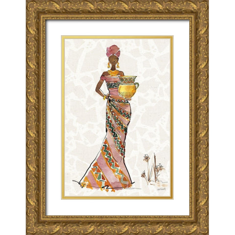 African Flair X B Gold Ornate Wood Framed Art Print with Double Matting by Tavoletti, Anne