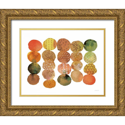 Fall Circle Stories II Horizontal Gold Ornate Wood Framed Art Print with Double Matting by Nai, Danhui