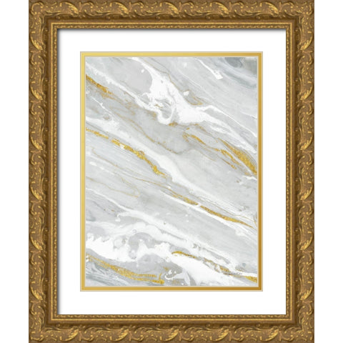 Going with the Flow III Neutral Gold Ornate Wood Framed Art Print with Double Matting by Hristova, Albena