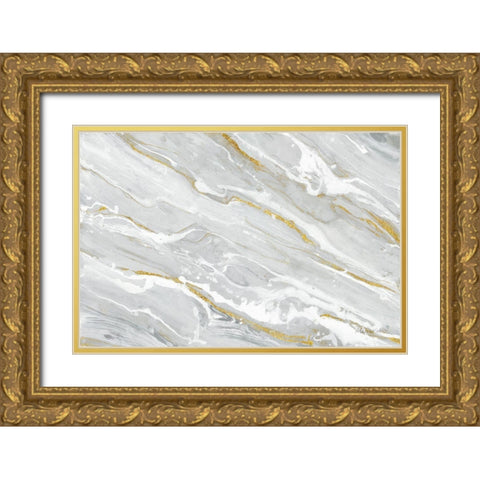 Going with the Flow Neutral Gold Ornate Wood Framed Art Print with Double Matting by Hristova, Albena