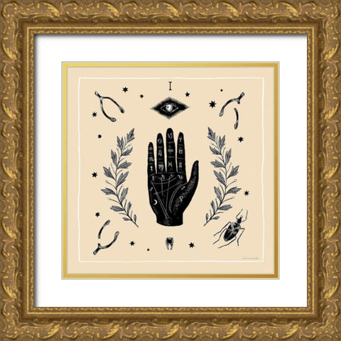 All Hallows Eve I Sq No Words Neutral Gold Ornate Wood Framed Art Print with Double Matting by Miller, Sara Zieve