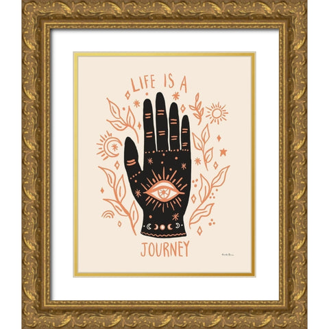 Palm Reading I Neutral Gold Ornate Wood Framed Art Print with Double Matting by Zaman, Farida