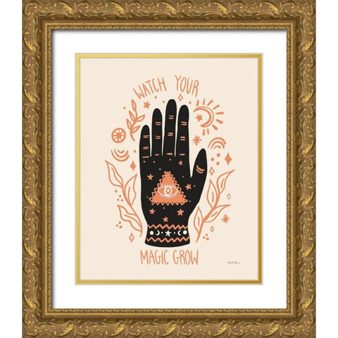 Palm Reading II Neutral Gold Ornate Wood Framed Art Print with Double Matting by Zaman, Farida