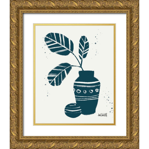 Monochrome Blue Botanical Sketches VIII Gold Ornate Wood Framed Art Print with Double Matting by Tavoletti, Anne