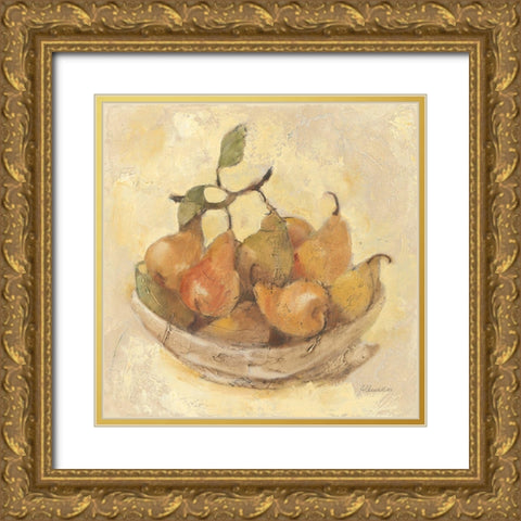 Sunlit Pears Smooth Gold Ornate Wood Framed Art Print with Double Matting by Hristova, Albena